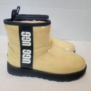 UGG CLASSIC CLEAR MINI BOOTS RAIN ANKLE WOOL BLACK Sz 36 Womens 5 Youth 4